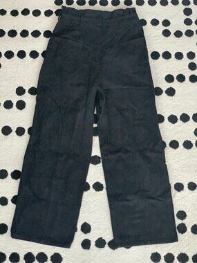 Lovers + Friends Revolve Pants M Black 100% Cotton High Paper Bag Waist Wide Leg